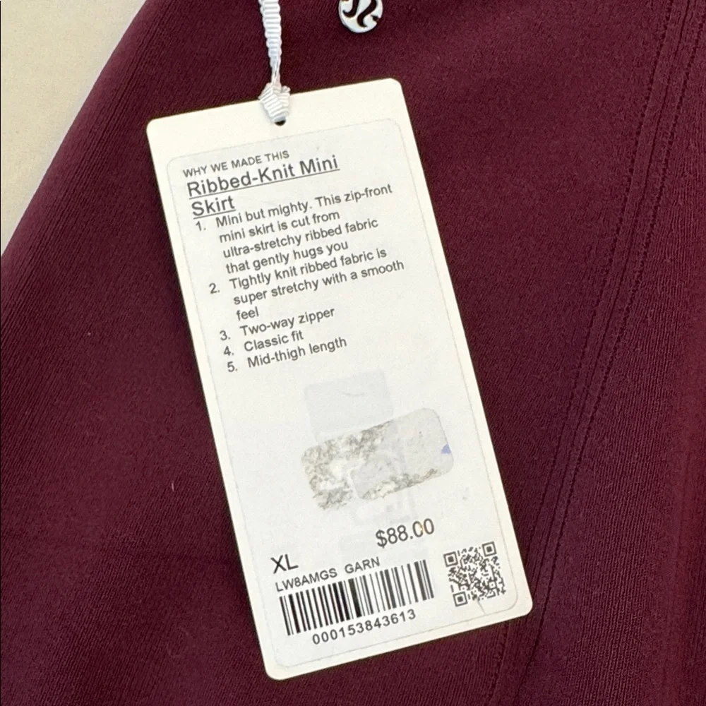 NWT! Lululemon Ribbed Knit Mini- Front Zip in Garnet, sz XL - Picture 5 of 10